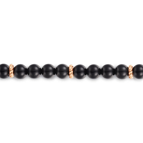Bujukan 14K Rose Gold Black Onyx Beaded Bracelet - 3