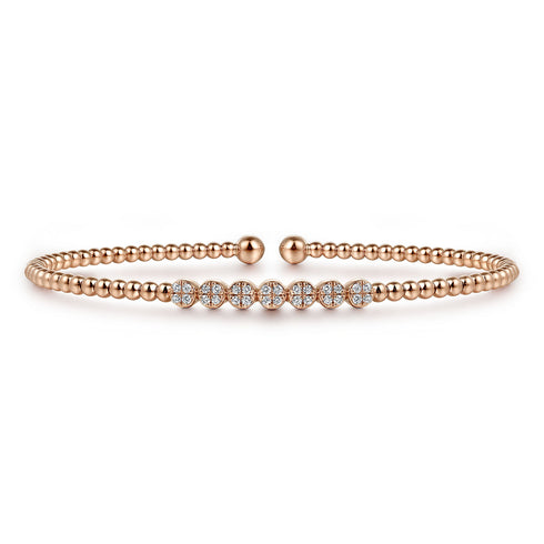 Bujukan Rose Gold Bead and Cluster Diamond Bangle - 1