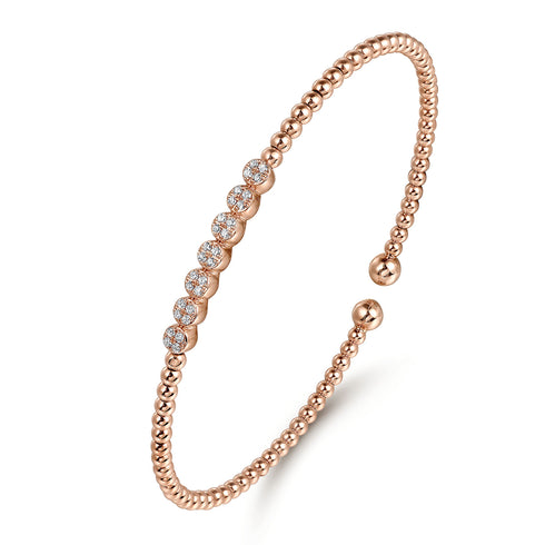 Bujukan Rose Gold Bead and Cluster Diamond Bangle - 2