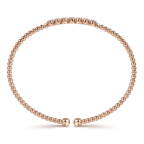 Bujukan Rose Gold Bead and Cluster Diamond Bangle - 3
