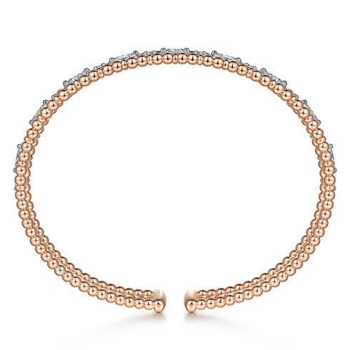 Bujukan Rose Gold Cuff Bracelet with Marquise and Round Diamonds - 2