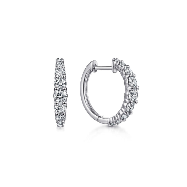 Lusso 14K White Gold Classic Diamond Huggie Earrings - 2