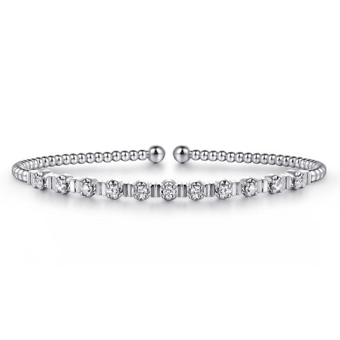 Bujukan Diamond Bead Cuff Bracelet in 14K White Gold - 1