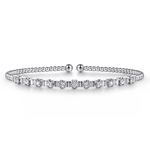 Bujukan Diamond Bead Cuff Bracelet in 14K White Gold - 1