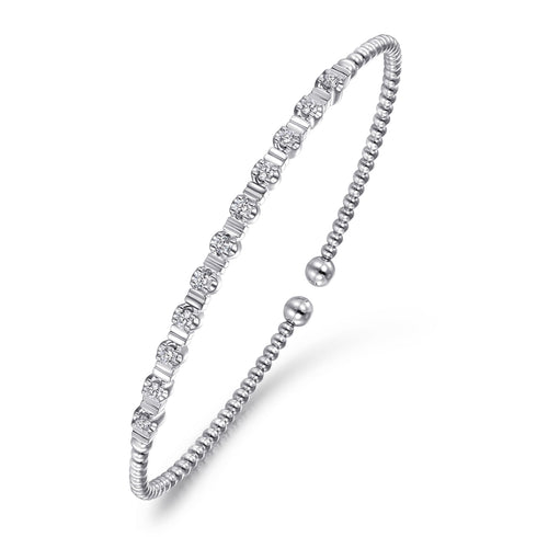 Bujukan Diamond Bead Cuff Bracelet in 14K White Gold - 2