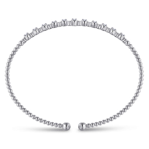 Bujukan Diamond Bead Cuff Bracelet in 14K White Gold - 3