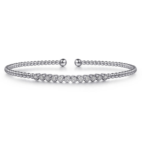 White Gold Bangle with Milgrain and Beaded Style