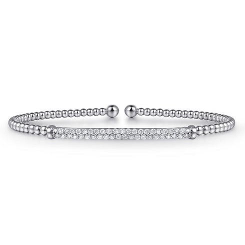 14K White Gold Bujukan Diamond Bar Split Bangle - 1