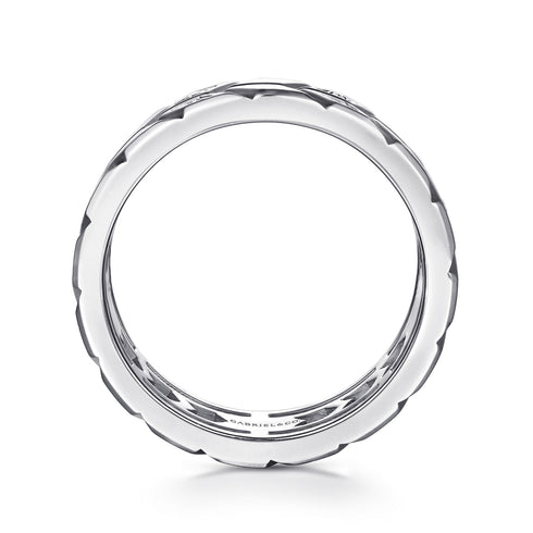 Faceted Diamond Fashion Men's Ring in 14K White Gold - 3