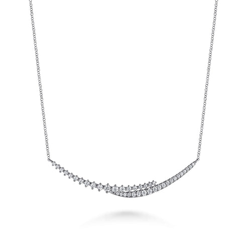 Kaslique 14K White Gold Diamond Bar Necklace - 1