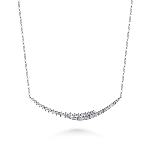 Kaslique 14K White Gold Diamond Bar Necklace - 1