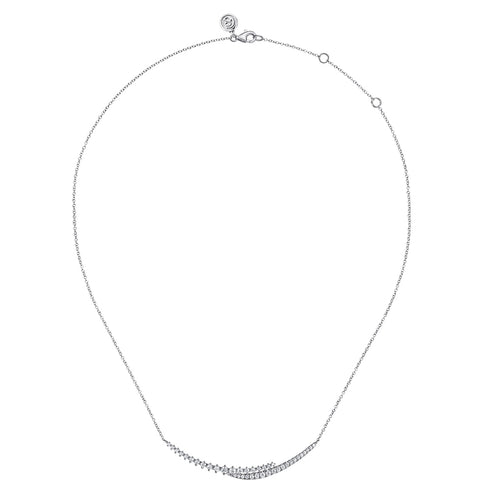 Kaslique 14K White Gold Diamond Bar Necklace - 2