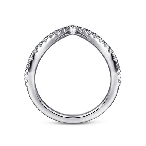 14K White Gold V Curved Diamond Anniversary Band - 3