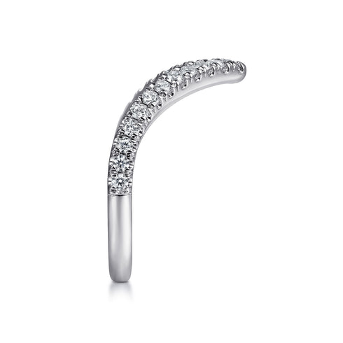 14K White Gold V Curved Diamond Anniversary Band - 5