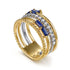 Bujukan 14K White and Yellow Gold Baguette Sapphire and Diamond Stackable Ring - 4
