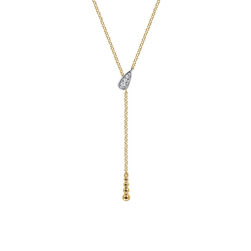 Bujukan Diamond Y Necklace in 14K White and Yellow Gold - 2