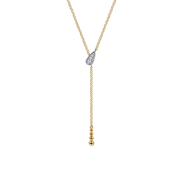 Bujukan Diamond Y Necklace in 14K White and Yellow Gold - 2