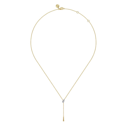 Bujukan Diamond Y Necklace in 14K White and Yellow Gold - 3
