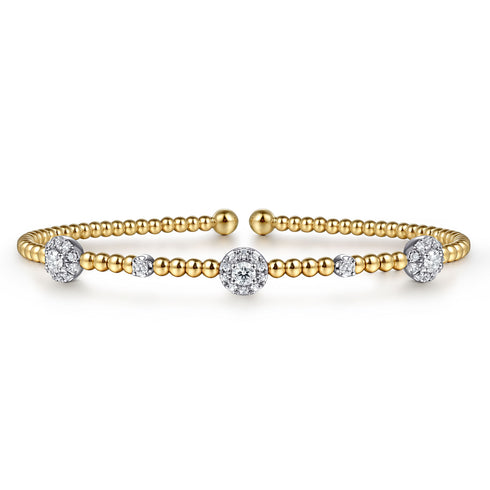 Bujukan Diamond Cluster Station Bangle in 14K White-Yellow Gold - 2