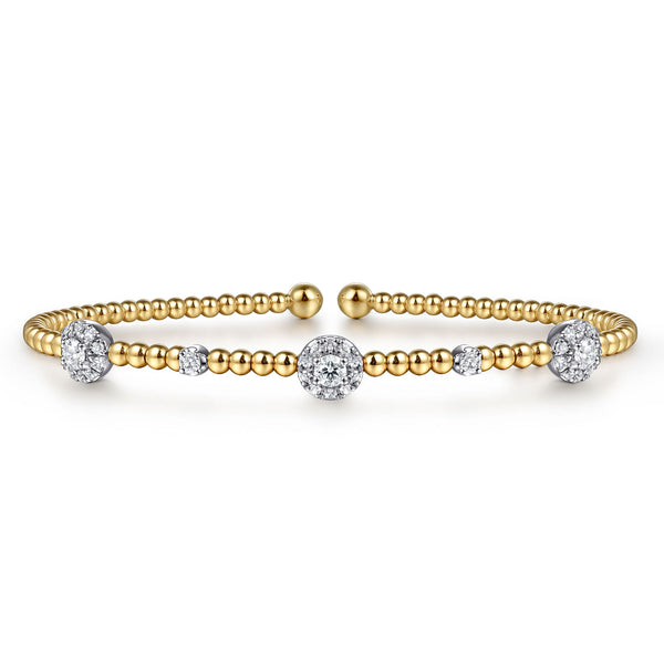 Bujukan Diamond Cluster Station Bangle in 14K White-Yellow Gold - 2