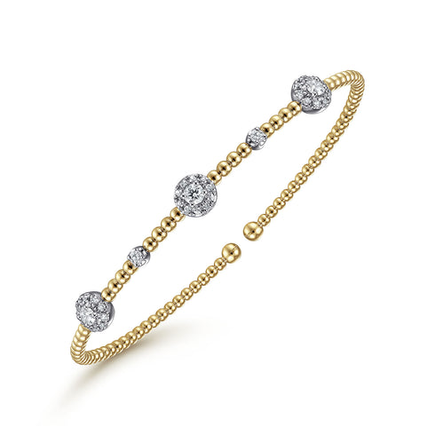 Bujukan Diamond Cluster Station Bangle in 14K White-Yellow Gold - 3