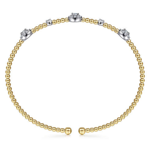 Bujukan Diamond Cluster Station Bangle in 14K White-Yellow Gold - 4