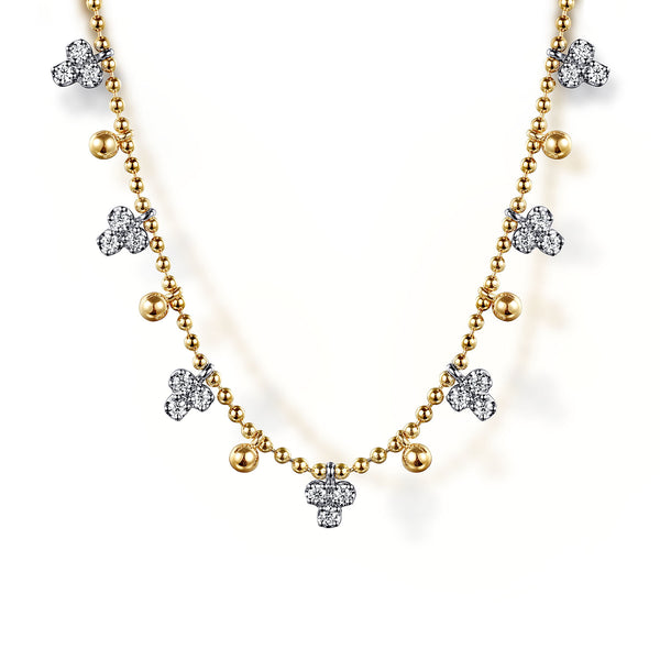 Bujukan Beads and Diamond Droplet Necklace in 14K Yellow/White Gold - 2