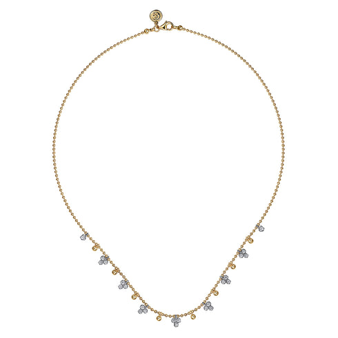 Bujukan Beads and Diamond Droplet Necklace in 14K Yellow/White Gold - 3