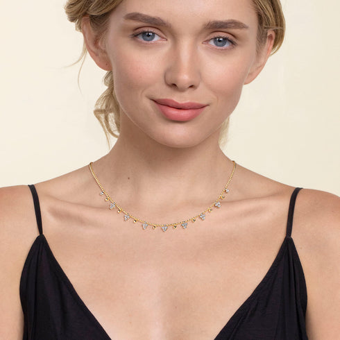 Bujukan Beads and Diamond Droplet Necklace in 14K White and Yellow Gold - 4