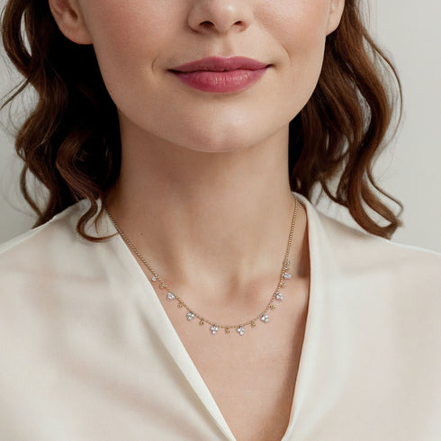 Bujukan Beads and Diamond Droplet Necklace in 14K White and Yellow Gold - 5