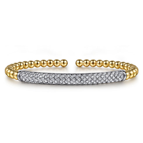 Bujukan 14K Yellow and White Gold Diamond Split Bangle Bracelet - 1