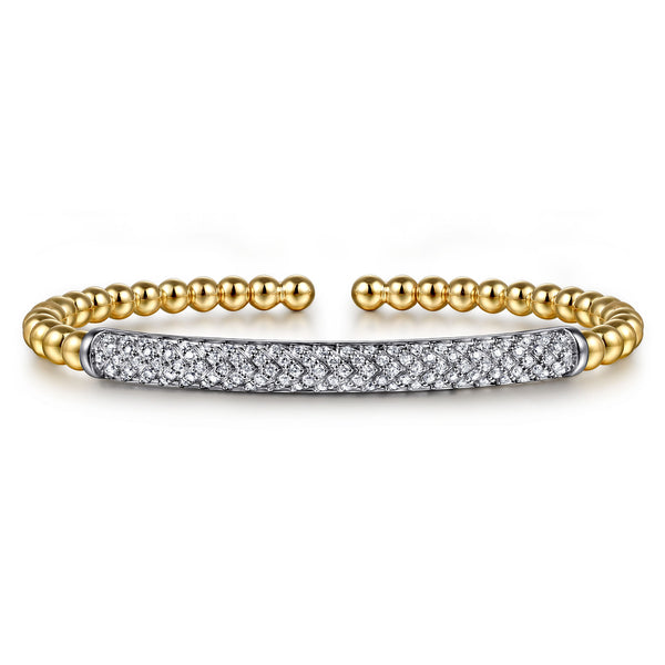 Bujukan 14K Yellow and White Gold Diamond Split Bangle Bracelet - 1