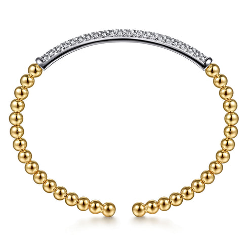 Bujukan 14K Yellow and White Gold Diamond Split Bangle Bracelet - 3