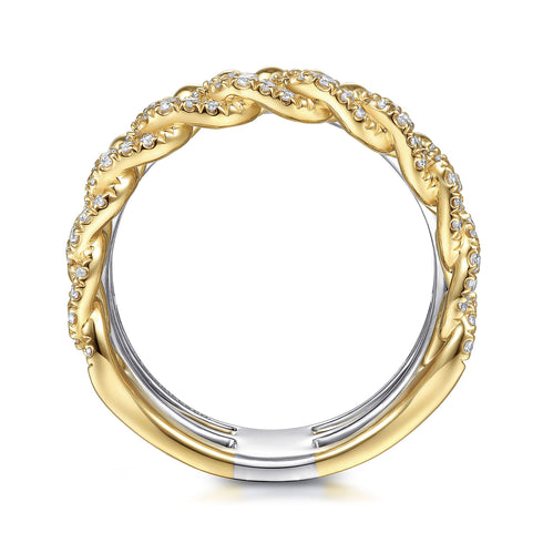 Bujukan Diamond Easy Stackable Ring in 14K White-Yellow Gold - 2