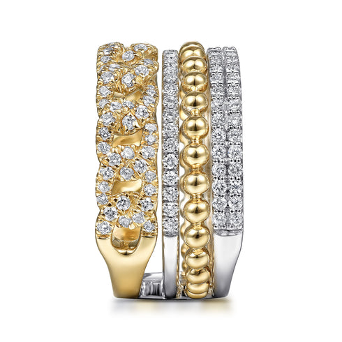 Bujukan Diamond Easy Stackable Ring in 14K White-Yellow Gold - 4