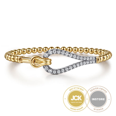 Bujukan Diamond Link Split Bangle Bracelet in 14K White and Yellow Gold - 2