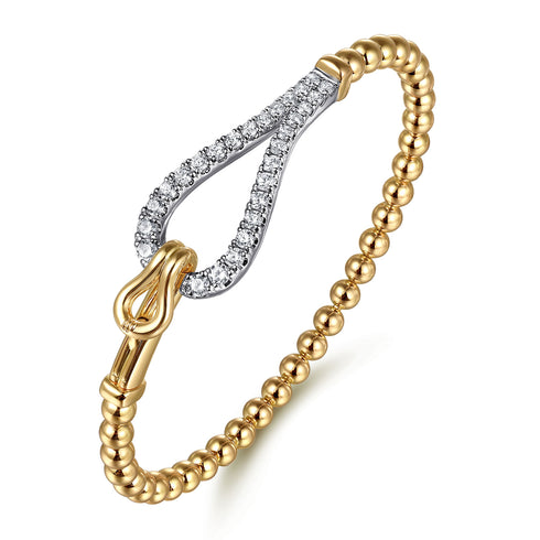 Bujukan Diamond Link Split Bangle Bracelet in 14K White and Yellow Gold - 3