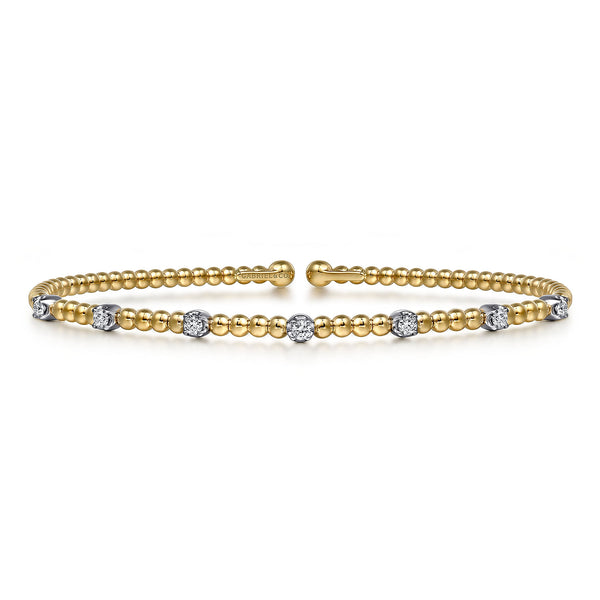 Bujukan Diamond Stations Bangle in 14K White and Yellow Gold - 1
