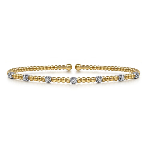Bujukan Diamond Stations Bangle in 14K White-Yellow Gold - 2