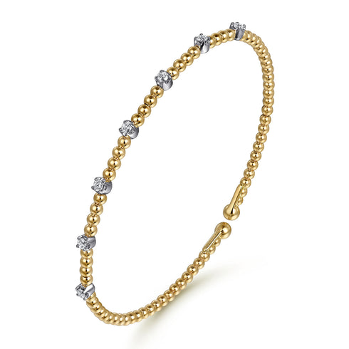 Bujukan Diamond Stations Bangle in 14K White and Yellow Gold - 2