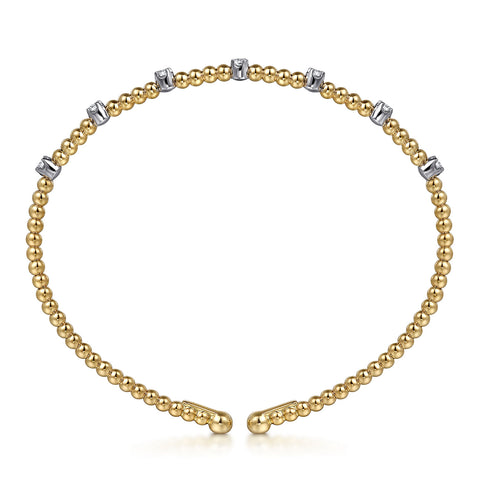 Bujukan Diamond Stations Bangle in 14K White-Yellow Gold - 4