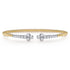 Bujukan 14K White and Yellow Gold Diamond Clover Open Bangle Bracelet - 1