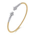 Bujukan 14K White and Yellow Gold Diamond Clover Open Bangle Bracelet - 2