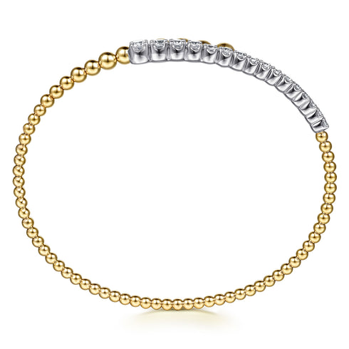 Bujukan 14K White and Yellow Gold Diamond Bypass Bangle Bracelet - 3
