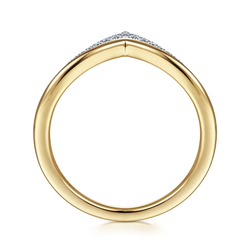Chevron Diamond Ring in 14K White and Yellow Gold - 3