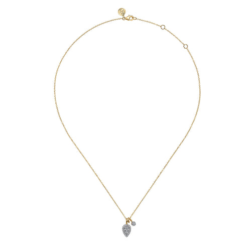 Bujukan Double Diamond Pendant Necklace in 14K White and Yellow Gold - 3