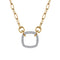 Open Cushion Shape Diamond Hollow Paperclip Chain Necklace in 14K White and Yellow Gold - 2