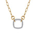 Open Cushion Shape Diamond Hollow Paperclip Chain Necklace in 14K White and Yellow Gold - 2