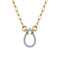 Open Teardrop Diamond Hollow Paperclip Chain Necklace in 14K White and Yellow Gold - 2