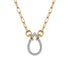 Open Teardrop Diamond Hollow Paperclip Chain Necklace in 14K White and Yellow Gold - 2
